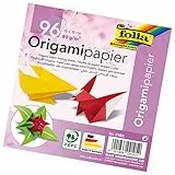 folia 9160 - Faltblätter Origami 19 x 19 cm, 80 g/qm, 96 Blatt, sortiert in 12 verschiedenen Farben - ideal zum Papierfalten und für andere kreative Bastelarbeiten