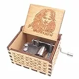 Youtang Jack Sparrow Spieluhr, Handkurbel, geschnitztes Holz, Spiel Davy Jone's Thema, Braun