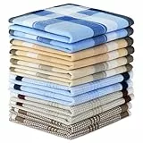 URAQT Taschentücher Herren 38cm x 38cm, 12 Stück Herrentaschentücher Karomuster, Polyester-Baumwolle Handkerchief Wiederverwendbar, Hochzeits- und Herrengeschenke, 6 Farb-A
