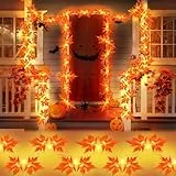 FFZZKJ Herbst Lichterkette 3M 20 LED Halloween Lichterkette Batterie mit Timer Ahornblätter Girlande für Herbstdeko, Halloween Deko