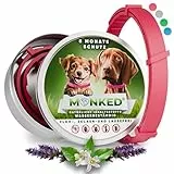 Monked | Natürliches Halsband für Hunde ohne Chemie | Verstellbar für kleine & große Tiere | Bis zu 8 Monate Schutz | Anti-Zecken & Flohschutz | Langanhaltender Zeckenschutz Hund [Pink]