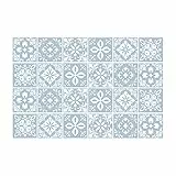 WALPLUS Fliesenaufkleber Bad 15x15cm Selbstklebende Fliesen Bad Abnehmbare Fliesen Klebefolie Hitzebeständige Küchenfliesen Wand Triana Blau Cemente Spanisch Renovierung (24 Stück)
