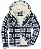 igeekwell Fleecejacke Herren Winterjacke mit Kapuze Hemdjacke für Männer Karierte Jacke Flanellhemd für Winter mit FleeceFutter&Reißverschluss Holzfällerjacke Thermojacke für Outdoor