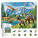 GLOBLELAND Holzpuzzle Erwachsene 300 Teile Holzpuzzles Dinosaurier Wooden Puzzle Unregelmäßige Einzigartige Puzzle für Erwachsene Kreatives Weihnachten Geschenke 11.22x15.16 Zoll