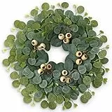 DEMIUKO Türkranz Frühling Kränze für Haustür Künstliche Eukalyptus Kranz 45CM Türkranz Ganzjährig Dekokranz Willkommen Kränze Deko für Außenbereich Wand Hochzeit Heimdekoration Türdekoration