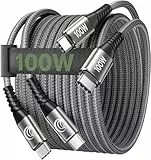 USB C auf USB C Kabel 100W USB C Kabel [ 2Stück 2M+2M ] PD 3.0 Schnellladekabel Nylon USB Typ C Ladekabel für iPhone 17 16 15 Pro Max, Samsung S25 S24 S23 S22 S21, iPad, MacBook Air, Pixel,Switch