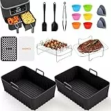 17PCS Zubehör Heißluftfritteuse für Ninja Foodi AF400EU AF300EU AF500EU, 7.6L-9.5L und meisten Dual Zone Air Fryer, BPA-frei, Einschließlich Silikoneinsatz, Grillrost, Cupcake-Formen, usw
