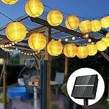 Auting Solar lichterkette aussen, 12M 50 LED Warmweiß Solar Lichterkette Lampion Außen, 8 Modi solar lampions außen wetterfest für Garten Balkon Terrasse Hochzeit