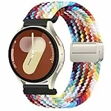 Amzpas 20mm Nylon Armband Kompatibel mit Samsung Galaxy Watch 7/6/5/4/FE 40mm 44mm/ Galaxy 6 Classic/5 Pro/4 Classic Damen Herren, Magnetisch Verschluss Armbänder, Elastisch Geflochtenes Uhrenarmband