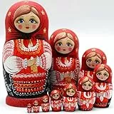 YAKELUS Matroschkas Stücken handgemacht Das Lindenholz Geschenk Spielzeug Matruschka Russian Nesting Dolls professione Matrjoschka-Marke(10piece))