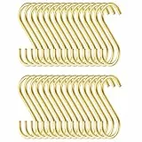 Evanda Goldene S-Haken – 30 Stück, robuste Edelstahl-Haken für Küche, Bad, Outdoor, Garten, Büro, hängende Pfanne, Topf, Küchenutensilien, Tassen, Utensilien, Kleidung, Taschen, Handtücher, Pflanzen