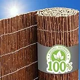 UrFence Balkon Sichtschutz Weide 140x600 cm - Gartenzaun Weidenzaun - Balkonverkleidung Wetterfest - Sichtschutzmatte Holz - Sonnenschutz Sichtschutzzaun Garten Terrasse Weidenmatte Rollzaun Holzzaun