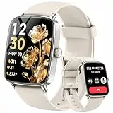 Gydom Smartwatch Damen mit Telefonfunktion 1.85' HD Fitnessuhr Fitness Tracker Herzfrequenz/SpO2/Schlaf/IP68 Wasserdicht Sportuhr Schrittzähler Uhr für Android iOS Beige