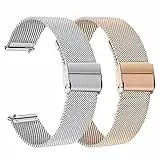 RuenTech Metallarmband Kompatibel für Gydom/TOOBUR/aeac Smartwatch Armband IDW13 IDW19 1.8', Ersatzarmband für Gydom IDW13 1.8'/ LW51 1.3' Smartwatch Zubehör (Silber+Roségold)