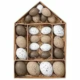 Victor's Workshop 25x Ostereier zum Aufhängen, farbige künstliche Ostereier für Osterdeko Osterstrauß Osterkörbchen Frühlingsdeko - Braun