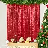 Paillettenvorhänge Hintergrund 1,2 m x 1,8 m Vorhänge Rot Glitzer Fotografie Pailletten Hintergrund für Hochzeit Party Geburtstag Weihnachten Dekoration