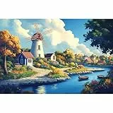 MISITU Puzzle 1000 Teile für Erwachsene und Kinder ab 14 Jahren Klassische Puzzles, Stadt am See Puzzles 1000 Teile