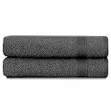 nottoc Badetücher Set Anthrazit Grau Dunklegrau 2 er Pack Baumwolle 70x140 cm, sehr saugfähig, weiches Gefühl Duschtücher, große Duschtuch, Weich Badehantuch