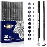 Fineliner Stifte Set, EooUooIP® 10 Stück Fineliner Schwarz Handlettering Stifte Kalligraphie Stifte, Pigment Liner Set (0.05mm-0.8mm und 1 Filzstiften) für Zeichnen und Schreiben von Skizzen, Comics