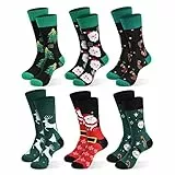Moonlight Manor Weihnachten Socken für Männer, 6-Pack Herren Weihnachtssocken, Weihnachten Crew Socken DE Größe 37-46