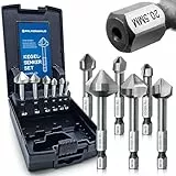 Falkenwald Kegelsenker Set aus HSS-CO Stahl [6-teilig inkl. Aufbewahrungsbox] - Senkbohrer Holz Ø 6,3-20,5 mm - Senker Holz - Senker Metall Kegelsenker Metall
