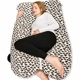 Chilling Home Schwangerschaftskissen, U Form Seitenschläferkissen mit Bezug U Kissen Stillkissen groß Lagerungskissen, Kissen für Frauen und Seitenschläfer(Leopardenmuster, Samt)