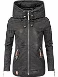 Navahoo Damen leichte Übergangsjacke mit Kapuze Wekoo Schwarz Dots Gr. S