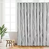 HANFU Duschvorhang, Duschvorhänge Polyester 180 x 200 cm Waschbar, Shower Curtains mit ösen und 12xDuschringen, Beschwerter Saum, Badewanne Vorhang Schnell Trocknend für Badezimmer, Graue Kurve