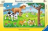 Ravensburger Kinderpuzzle - 06066 Knuffige Tierfreunde - Rahmenpuzzle für Kinder ab 3 Jahren, mit 15 Teilen
