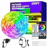 vimeepro 30M OutdoorLed Strip Lichter Ip68 Außen Led band strip Fernbedienung/App Steuerung Außen Led Seil LichterMusiksynchronisation RGB Streifen für Balkon,Dach,Party,Garden
