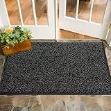 Mibao Fußmatte für Innen & Außen, 61x91cm Anthrazit Schwarz, Dauerhaft Waschbar, Schmutzfangmatte rutschfest für Eingangsbereich, Türmatte mit Naturkautschukrücken
