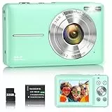 Digitalkamera 1080P 44MP Vlogging Kamera für Kinder Jugendliche, FHD Kompaktkamera Fotokamera mit 2,4' Bildschirm 16X Zoom, Anti-Shake Minikamera für Anfänger Studenten Jungen Mädchen-Grün