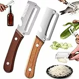 Kerlwert SchäLer, 3 in 1 Kerlwert ProfischäLer mit Holzgriff, Edelstahl SparschäLer für Obst GemüSe und Picknick Langlebiges SchäLwerkzeug mit FlaschenöFfner (2 pcs*A)