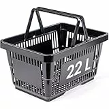 KONZEPT Einkaufskorb 22 L in Schwarz – vielseitiger Einkaufskorb mit zwei Henkeln für Einkäufe, Garten, Haushalt, Garage & Auto (ca. 43 x 30 x 23 cm)