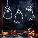 Bseical Halloween Deko Lichterkette 3 Stück, Halloween Fensterdeko, Geister Lichter Deko für Schlafzimmer, Wohnheim,Balkon, Wand, Fenster,Garten