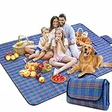 BAXIWUY Picknickdecke Strandmatte Camping Decke Stranddecke mit wasserdichter Unterseite Camping Zubehör Outdoor Decke für Strand, Picknick, Camping und Wandern 150 x 200 cm (Blue)