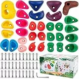 CIMOYBAI 32 Stücke Klettergriffe, Klettersteine Kinder, Dunkle Farben Klettergriffe Kinder, Kletterwand Griffe Für Spielturm Und Kletterwand, Weihnachts und Geburtstagsgeschenke für Kinder