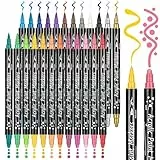 KERIFI Acrylstifte für Steine Wasserfest, 24 Farben Dual Tip Acrylfarben Set, Acrylstifte Wasserfest stifte für Steine zum Bemalen, Tassen, Kerzen, Holz Deko