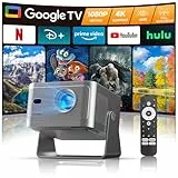 Alwtniet Beamer 4k Mit Google TV, Native Full Hd 1080p Mini Projector Heimkino Bluetooth WiFi Klein Smart Kurzdistanz Projector Autofokus/6d Trapezkorrektur Für Outdoor Handy TV 15w Lautsprecher