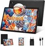DMOAO Tablet 10 Zoll Android mit 5G WLAN, 8GB RAM + 64GB ROM(TF 1TB), Octa-Core 2.0 GHz, BT 5.0, Face ID, IPS 1280 * 800, 6000 mAh, HD Tablets mit Schutzfall, Schwarz