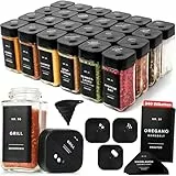 EDELHAUS Gewürzgläser Eckig Set mit Deckel (24 x 120ml) Gewürzstreuer mit Streueinsatz und 240 Schwarzen Etiketten - Hochwertige Gewürzbehälter, Gewürzdosen (24x Gewürzstreuer Deckel)