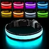 PcEoTllar Leuchthalsband Hund Aufladbar, Hundehalsband Leuchtend Wasserdicht, Blinkend LED Halsband für Hunde mit 7 Farben, Einstellbare LED Hundehalsband für Kleine Große Hunde, Schwarz-M
