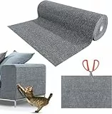 Katzen Kratzmatte Selbstklebend XXL für Katzen, 200 x 40 cm, Kratzschutz für Sofa und Wände, Katzenteppich für Möbel (Hellgrau, 40X200 cm)