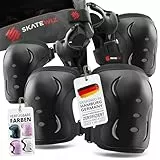 SKATEWIZ Knieschoner Kinder - Protektoren Kinder - Knieschoner Schützer - Knie und Ellenbogenschützer - Schoner Set - Impact Größe S Schwarz