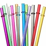 24 Stück wiederverwendbare Kunststoff-Trinkhalme mit 4 Reinigungsbürsten, 26.7 cm lange in Regenbogenfarben, Ersatz-Trinkhalme für 40/30/24 Unzen Glas und Becher