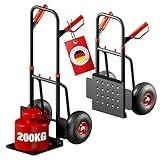 ATHLON TOOLS Schwerlast-Sackkarre klappbar 200kg – Stahlrahmen mit luftgefüllten Reifen, große Räder leichtgängig & stoßarm, platzsparend zusammenklappbar, Modell 2025