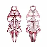 YOMORIO Dessous Damen Sexy, Riemchen Bodysuit mit Bogen Reizwäsche Rückenfreies Bodysuit Unterwäsche Outfit Unterhose Negligee Nachtwäsche Sexy Lingerie Strapsen Dessous Set
