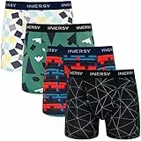 INNERSY Herren Boxershorts mit Eingriff Nylon Unterhosen Männer Bunt Mesh Retroshorts Mehrpack 4 (XL, Bunte Geometrie)
