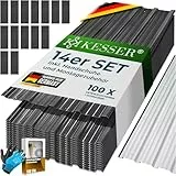 KESSER® 14 Stück Trapezblech Profilblech Set 110x46cm, 7 m² Dachblech verzinkter Stahl 0,25mm, Dachplatten für Gerätehaus, Schuppen & Dach + Schrauben, Unterlegscheiben & Montagehandschuhe, Anthrazit