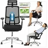 VALKENSTOL M6 Bürostuhl Ergonomisch Testsieger | Grosse Menschen Schreibtischstuhl | Polster-Sitz Office Chair mit Adaptive Lordosenstütze und Verstellbarer Rückenlehne für Gesundes Sitzen Chefsessel